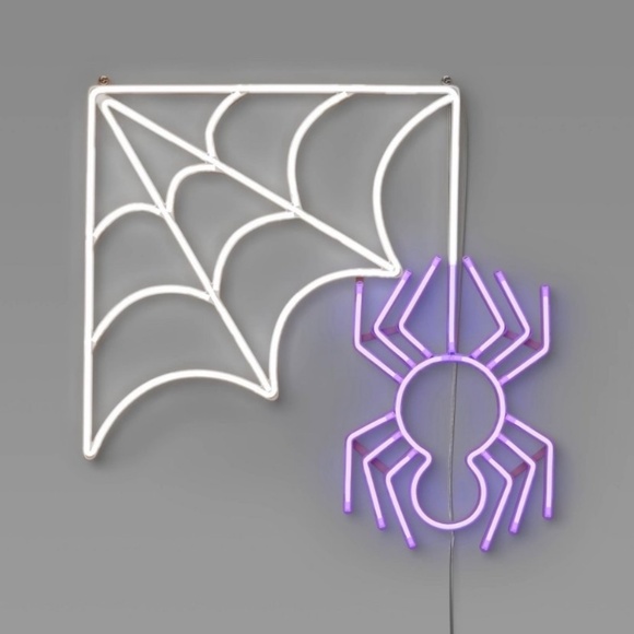 NIB. HYDE & EEK! Spider Web Neon Wall Decor - Picture 1 of 7